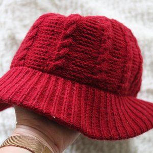 Chunky Knitted Red Bucket Hat